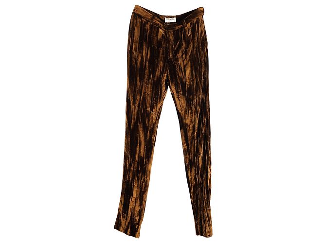 Pantalón recto Saint Laurent de terciopelo marrón Castaño