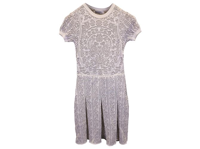 Valentino Garavani Vestido plisado Valentino de algodón blanco