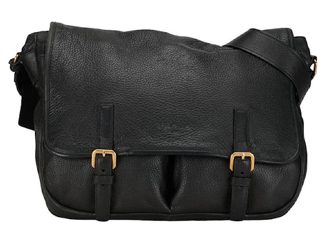 Prada Leather Cervo Messenger Bag Bolsa de ombro de couro em bom estado  ref.1365678
