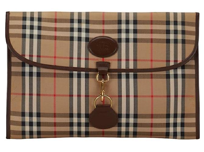 Pochette Burberry Haymarket Check Pochette in tela in buone condizioni  ref.1365735