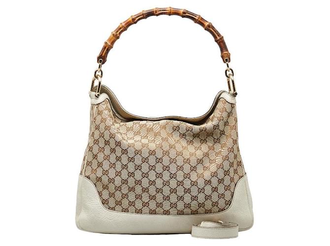 Bolso de lona con asa de bambú Gucci GG Bolso de hombro de lona 282315 en buen estado Lienzo  ref.1365739