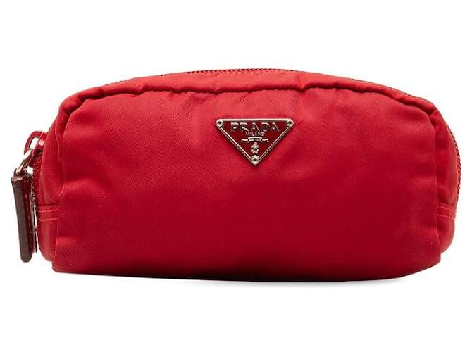 Prada Tessuto Logo Cosmetic Pouch  Canvas Vanity Bag MV175 in good condition Cloth  ref.1365743