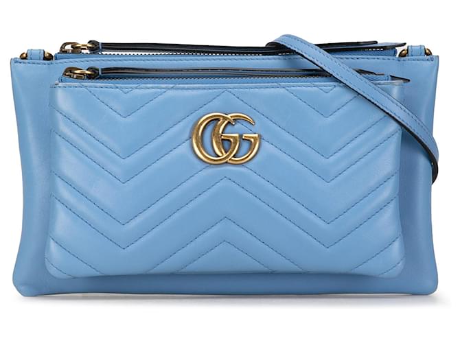 Bandolera Gucci Mini GG Marmont Matelasse azul Cuero Becerro  ref.1366150