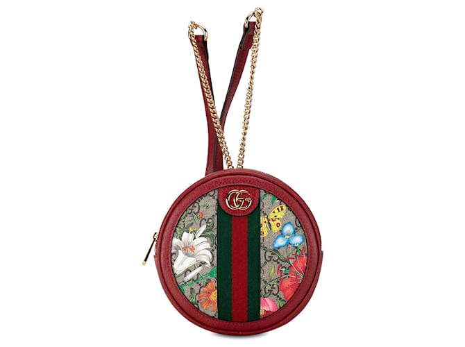 Mochila Gucci Red GG Supreme Flora Ophidia Vermelho Lona Pano  ref.1366158