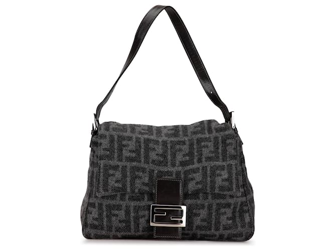 Fendi Gray Zucca Wool Mamma Forever Grey Pony-style calfskin Cloth  ref.1366162