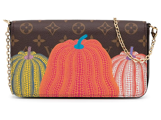 Louis Vuitton Brown x Yayoi Kusama Monogram Pumpkins Pochette Felicie Cloth  ref.1366169