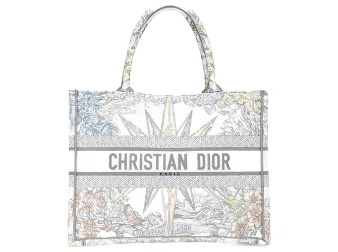 Borsa a libro Reve d'Infini media bianca Dior Grigio Tela Panno  ref.1366173