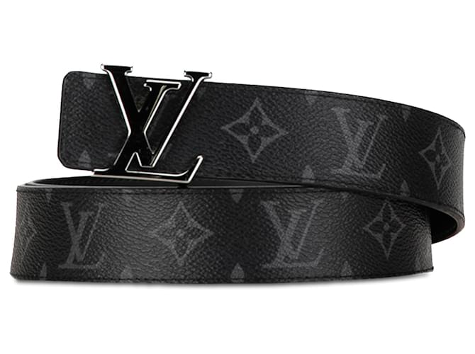 Louis Vuitton Black Monogram Eclipse LV Initiales Reversible Belt Cloth  ref.1366211