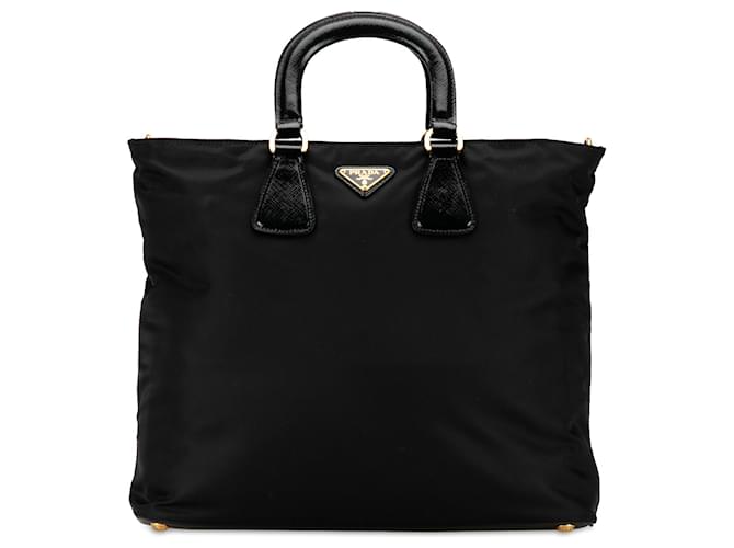 Saffiano Prada Tessuto Satchel Preto Bezerro-como bezerro Pano  ref.1366212