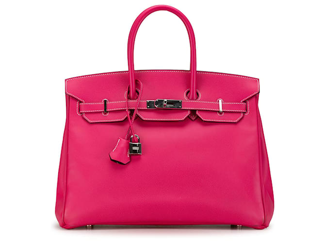 Hermès Epsom Birkin Retourne rosa 35 Cuero Becerro  ref.1366232