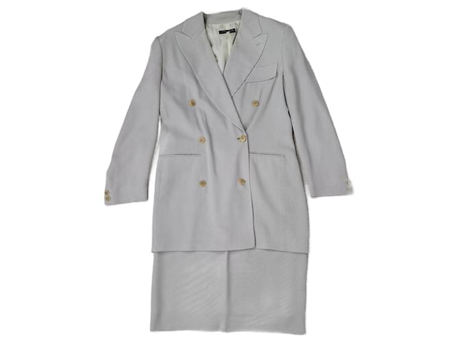 Gray Giorgio Armani suit with stripes vintage 90s Grey Viscose  ref.1366294