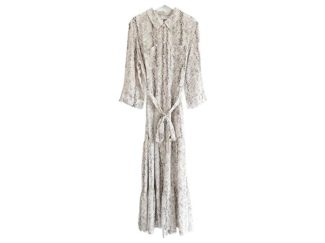 Vestido maxi de seda estampado de serpiente de Heidi Klein Beige