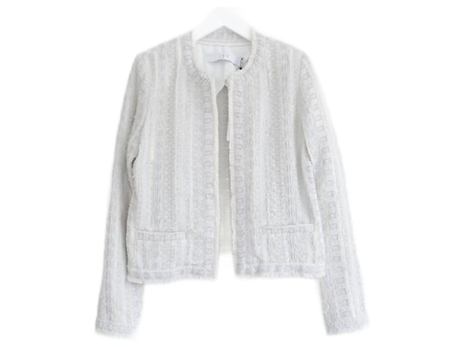 Veste IRO Sorayan Gris Perle/Crème Coton Écru  ref.1366308