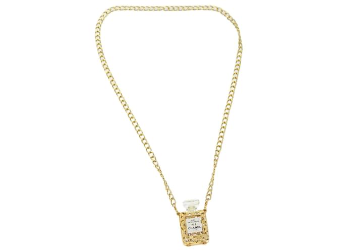 CHANEL Perfume N�‹5 Necklace metal Gold CC Auth bs13937 Golden  ref.1366394