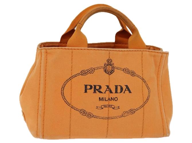 PRADA Canapa PM Hand Bag Canvas Orange Auth ep4144 Cloth  ref.1366416