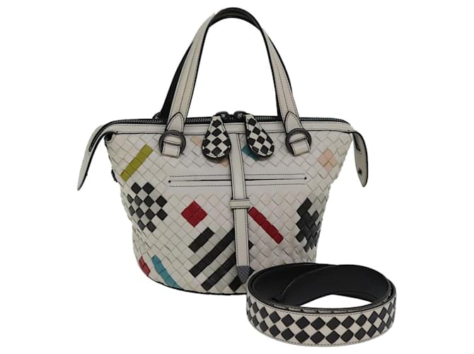 Autre Marque BOTTEGA VENETA INTRECCIATO Hand Bag Leather 2way White Auth 73400  ref.1366428