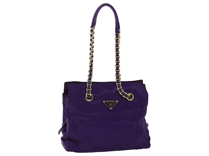 PRADA Chain Shoulder Bag Nylon Purple Auth 72859  ref.1366459