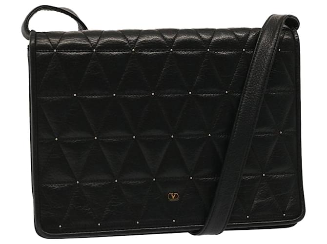 VALENTINO Quilted Shoulder Bag Leather Black Auth yk12052  ref.1366465
