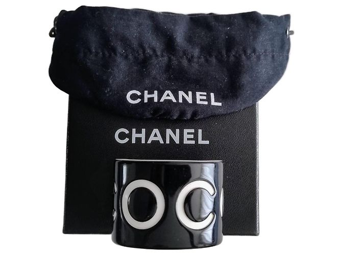 Cambon Chanel Manchette Nero Plastica