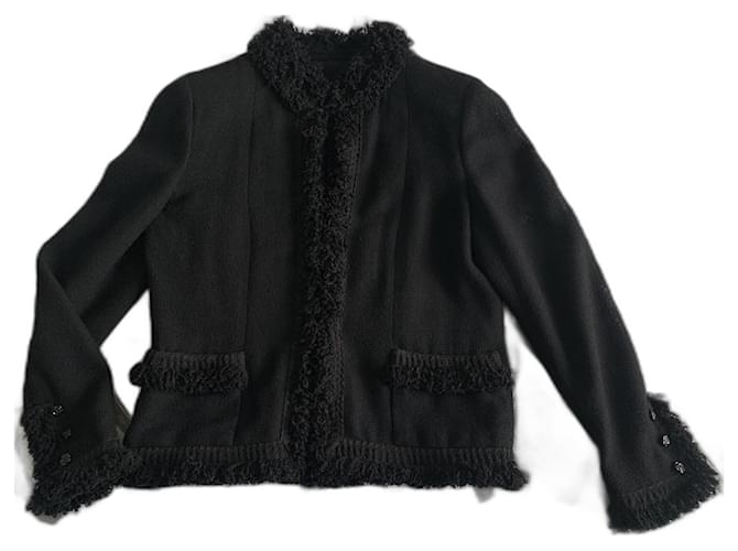 Chanel Jackets Black Silk Wool Elastane Polyamide Angora  ref.1366529