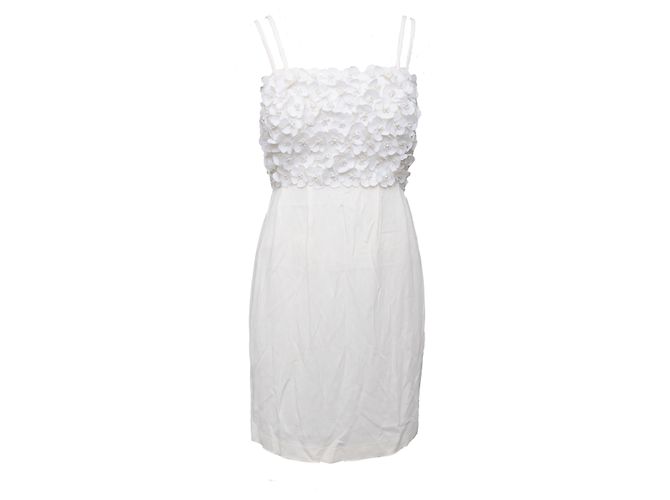 La Perla Vestido Enfeitado com Flores Branco