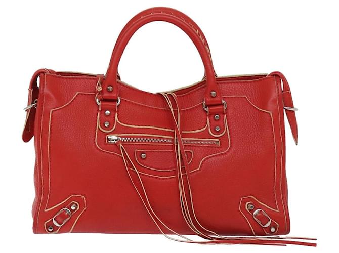 City Ville de Balenciaga Cuir Rouge  ref.1366645