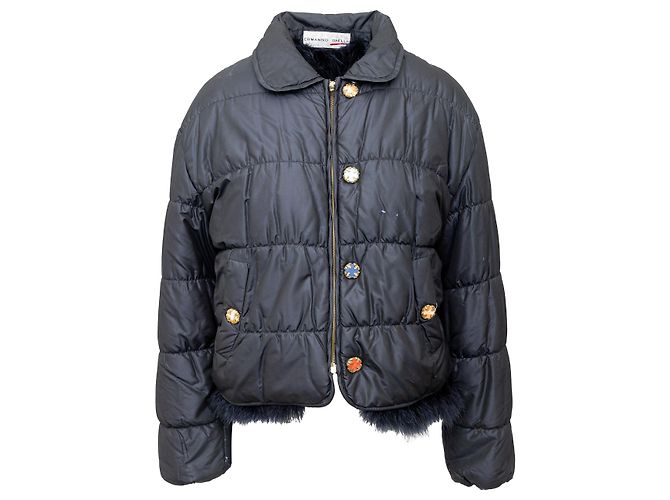 Autre Marque Collezione Privata Ermanno Daelli Giacca in Seta e Piuma Nero