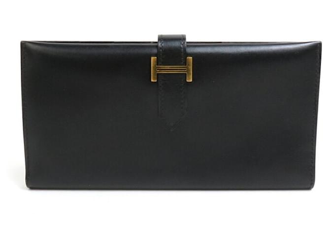 Hermès Béarn Black Leather  ref.1366687