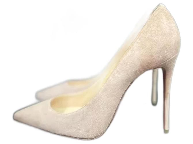 Christian Louboutin Escarpins Suede Beige  ref.1366799