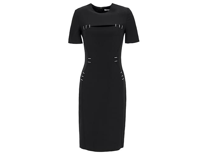 Thierry Mugler Mugler Staple-Details Sheath Dress in Black Wool  ref.1366806