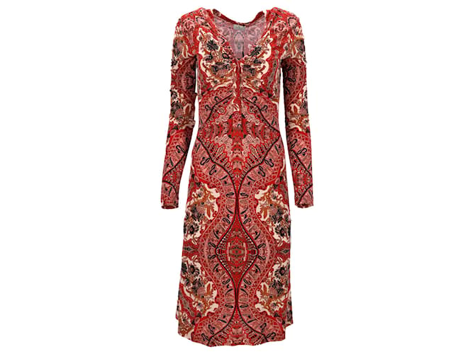 Etro Elba Jersey Paisley Dress in Red Viscose Cellulose fibre  ref.1366807