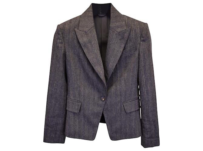 Brunello Cucinelli Pinstripe Blazer Jacket in Grey Wool  ref.1366812