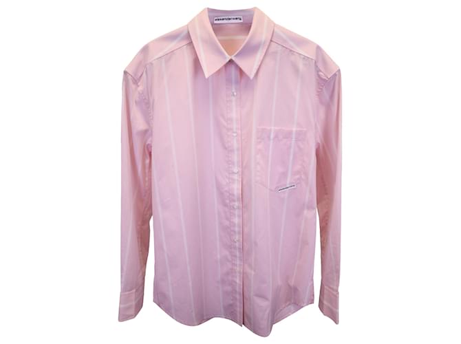 Alexander Wang Oversized Striped Shirt in Pink Cotton  ref.1366822
