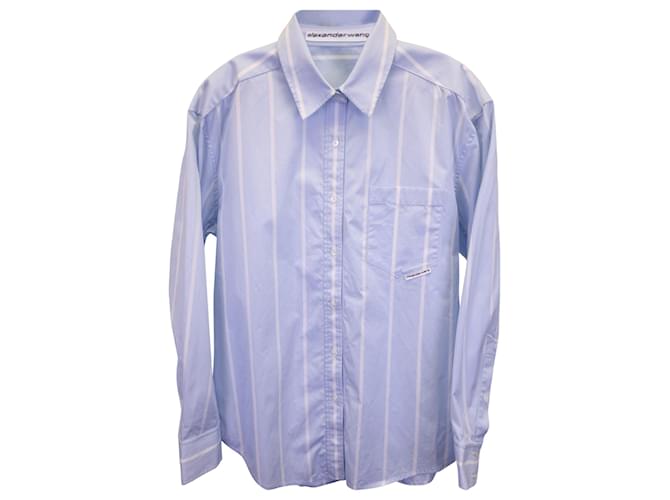 Alexander Wang Oversized Striped Shirt in Blue Cotton  ref.1366823