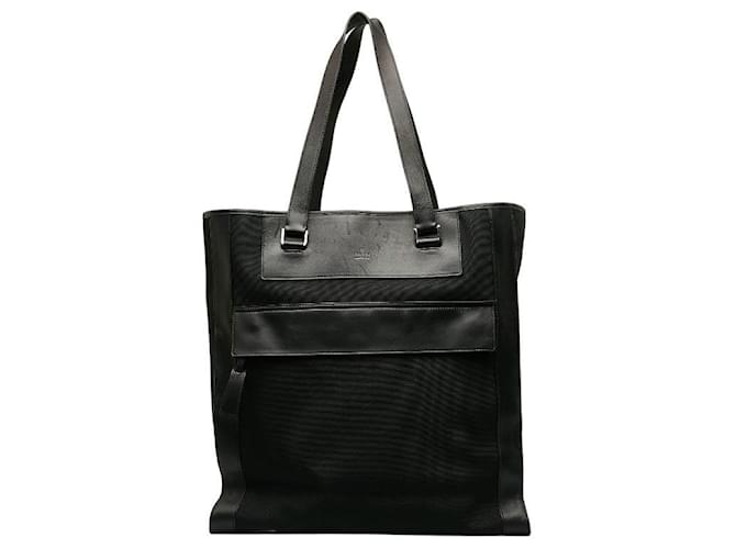 Sac cabas en cuir et nylon Gucci 92563 en très bon état général Toile Noir  ref.1366856