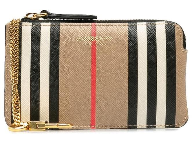 Burberry Check Coin Case Beige Multicolor PVC Leather in Great Condition Plastic  ref.1366872