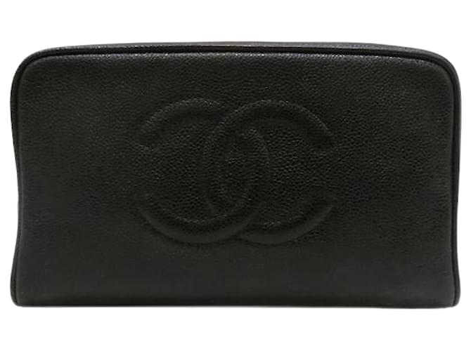 Chanel CC Caviar Cosmetic Pouch Leather Vanity Bag in Good condition  ref.1366923