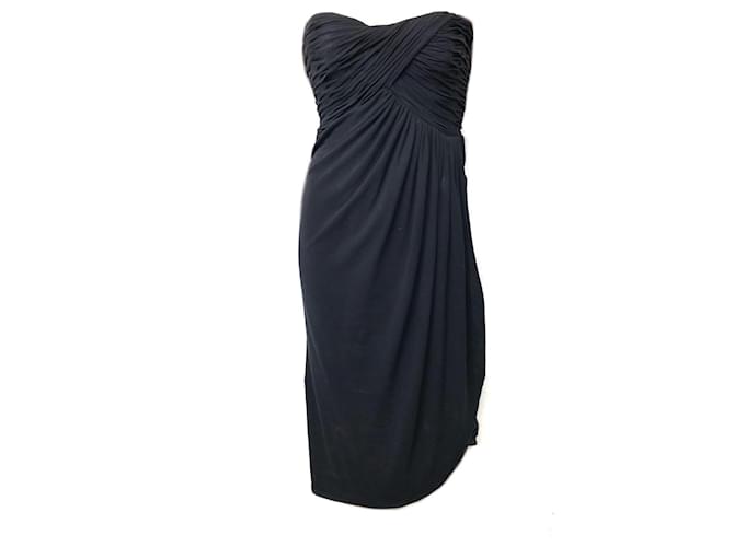 La Perla Strapless corset dress Blue Cotton  ref.1367061