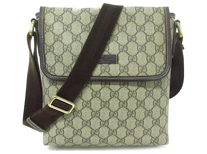 Gucci Brown GG Supreme Crossbody  Beige Pony-style calfskin Cloth  ref.1367181