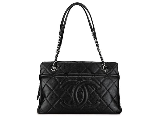 Chanel Black CC Quilted Caviar Soft Tote Leather  ref.1367198
