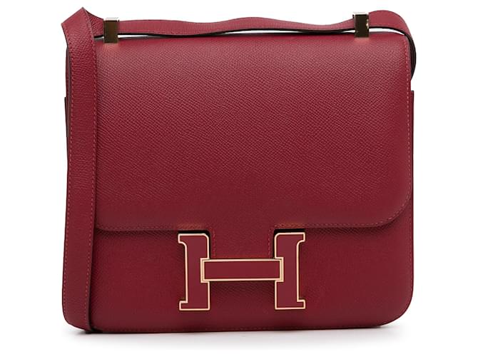 Hermès Hermes Red Epsom Constance 24 Rot Bordeaux Leder Kalbähnliches Kalb  ref.1367200