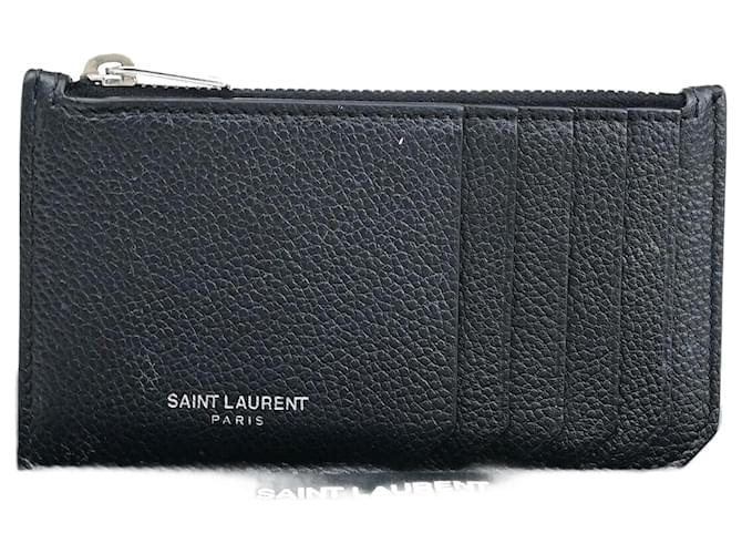 Yves Saint Laurent Geldbörsen, Brieftaschen, Etuis Schwarz Leder  ref.1367288
