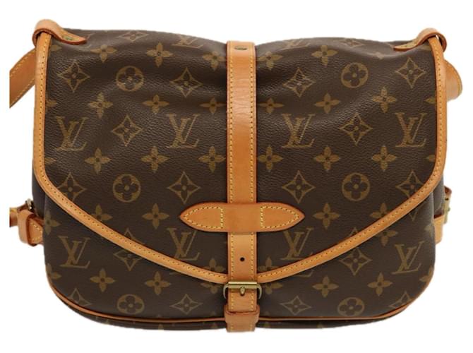 Saumur Louis Vuitton Handbags Brown Cloth  ref.1367297