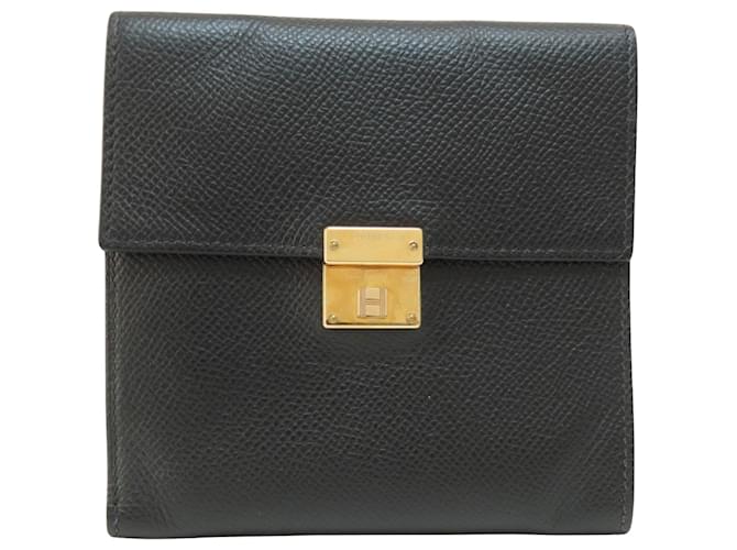 Hermès Purses, wallets, cases Black Leather  ref.1367323