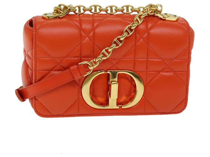 Cannage Dior CARO Laranja Couro  ref.1367353