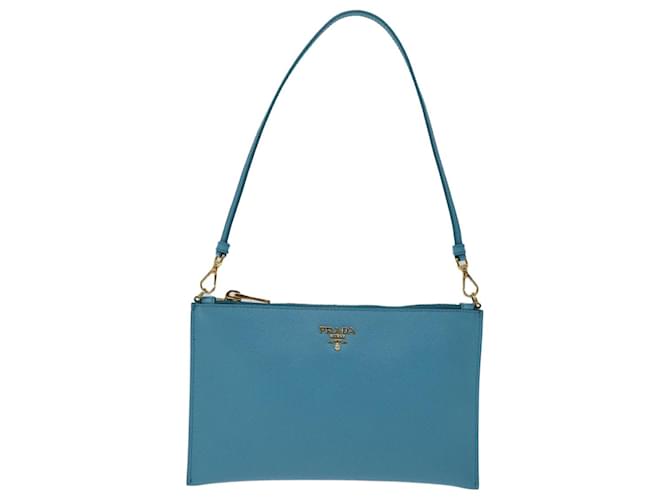 Saffiano Prada Clutch bags Blue Leather  ref.1367406