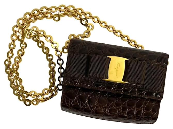 Salvatore Ferragamo Handbags Brown Leather  ref.1367640