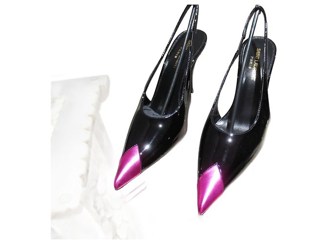 Saint Laurent Vesper pumps Black Fuschia