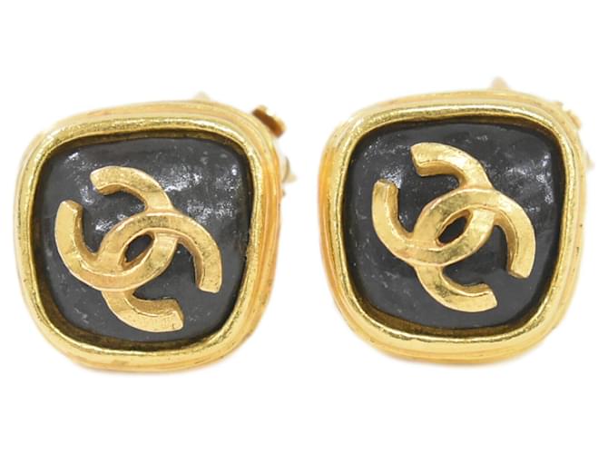 Chanel Aretes Negro Metal  ref.1367774