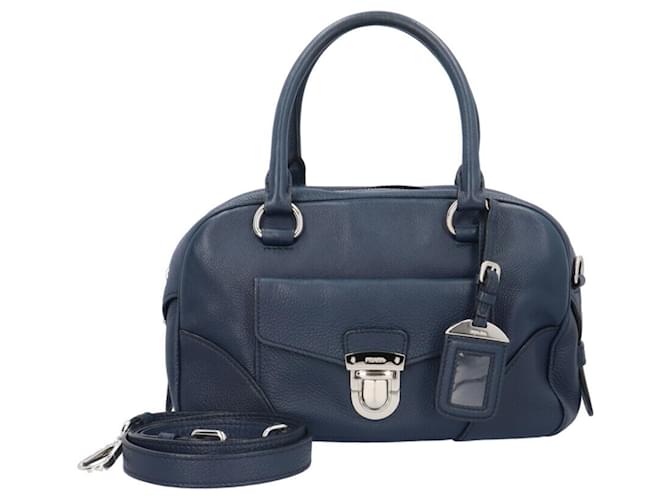 Prada Saffiano Navy blue Leather  ref.1367802